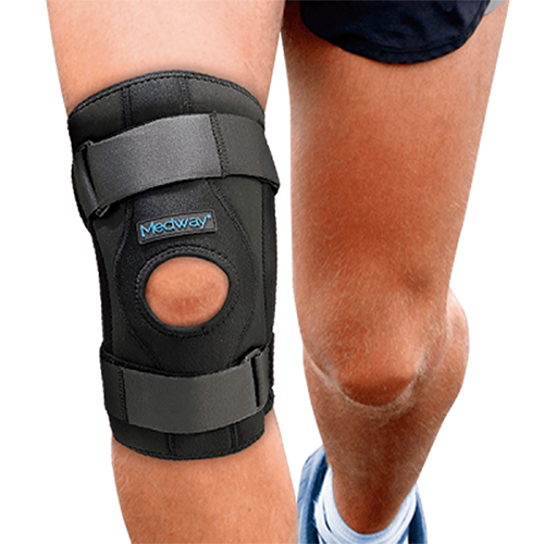 rodillera ajustable con doble soporte lateral flexible