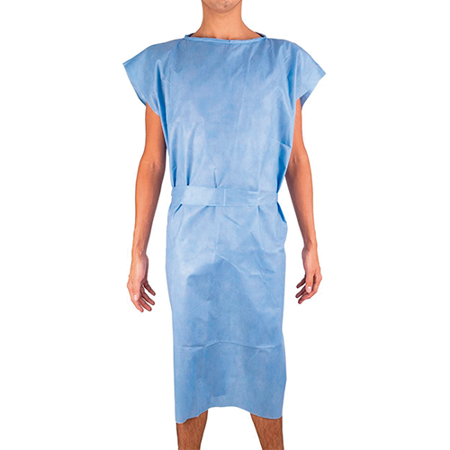 bata para paciente sin mangas con cinta de amarre